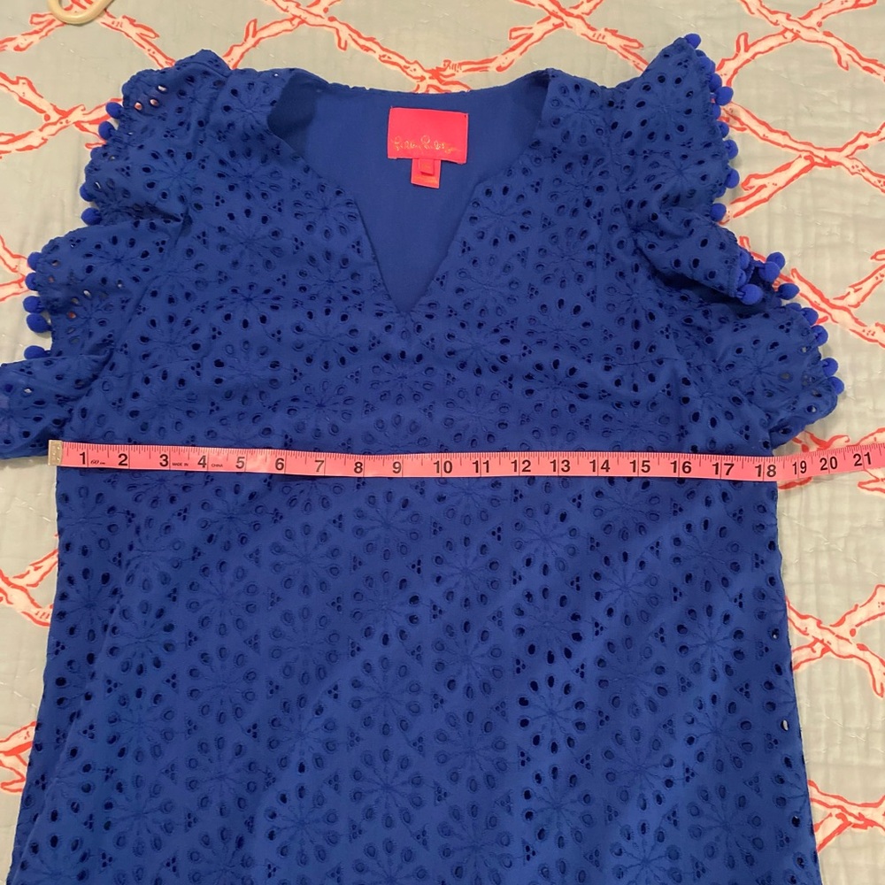 EUC Lilly Pulitzer Astara Baha Blue Sunburst Eyelet Dress - Picture 7 of 10